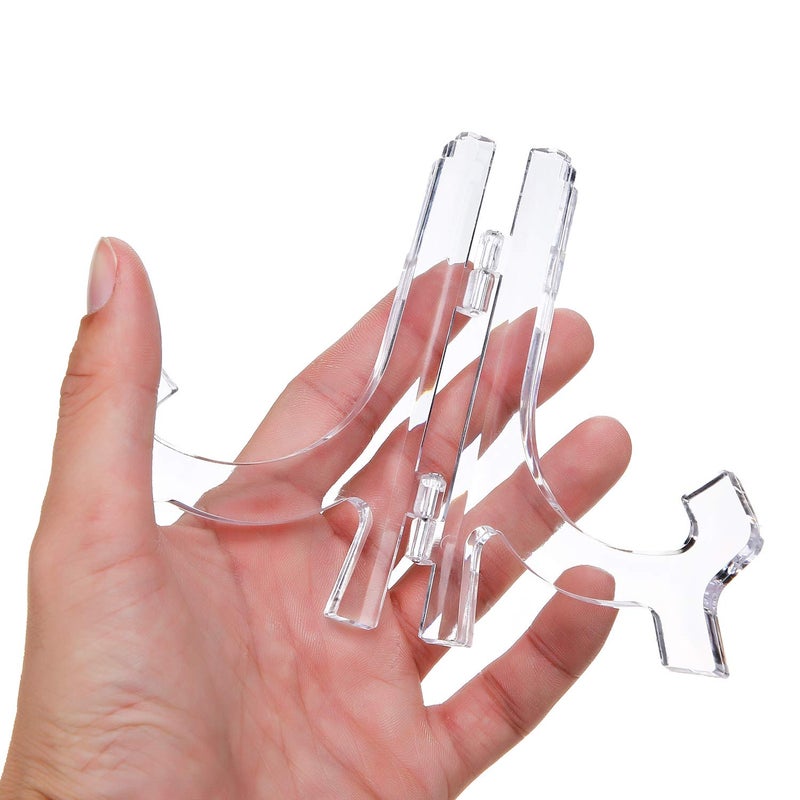 HESTYA 8 Pcs Clear Acrylic Easels Plate Stands Holders to Display Pictures or Other Items for Display Decoration (4.5 Inch) - Image 3